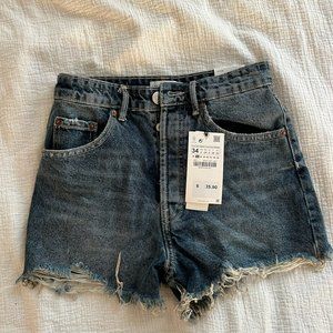 NWT Zara High Waist Dark Wash Jean Short